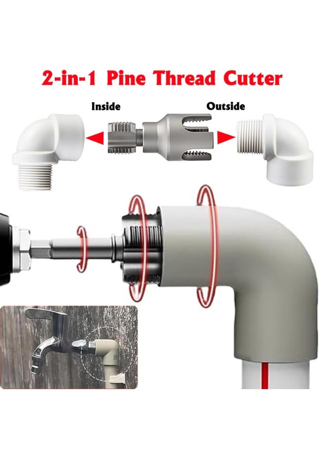 Integrated Internal & External Pipe Threading Tool, Pvc Threading Tool Kit, Electric Drill Compatible Pvc Pipe Threader Kit With Various Die Sizes, Pipes Threader Plumbing Tools (1/2" + 3/4") - Image 5